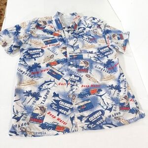 Columbia PFG Trollers Best Hula Vintage Car Swordfish Fishing Shirt